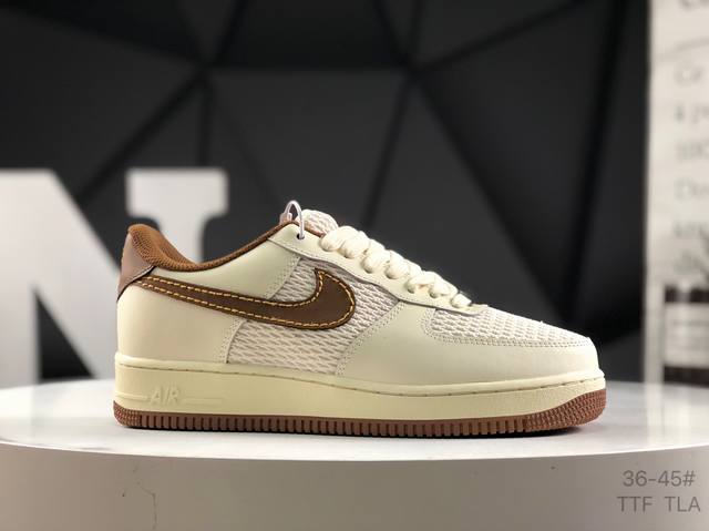 耐克 Air Force 1 '07 Low 网布拼接米棕 原楦头原纸板 打造纯正空军版型 #专注外贸渠道 全掌内置蜂窝气垫 #原盒配件 原厂中底钢印、拉帮完美