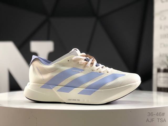 阿迪达斯 Adidas Adizero Adios Pro 4 舒适防滑耐磨 低帮 休闲跑步鞋 男女款厚度增高老爹鞋 金属银 2025年，Adidas推出了Ad