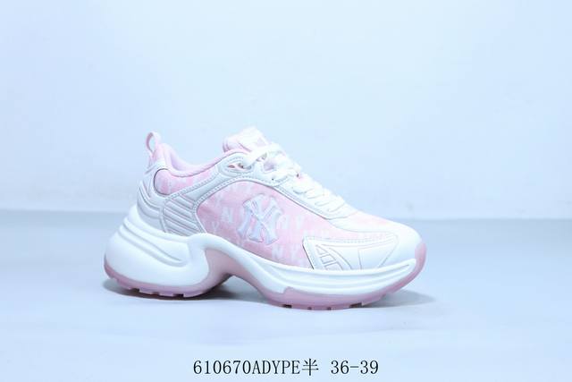 Korea韩国Ss19限定发售Ny美国榄球洋基队限定 X Mlb Big Ball Chunky A Running厚底老爹厚底休闲运动慢跑鞋“网纱白黑Ny印花
