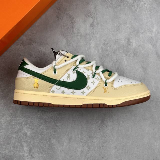 特价本地 核心私 Nk Sb Dunk Low Lv联名-米白黄暴力熊 周年高端定制 低帮休闲板鞋 #定制鞋盒 大厂纯原品质出货 超高清洁度 皮料切割干净无任何
