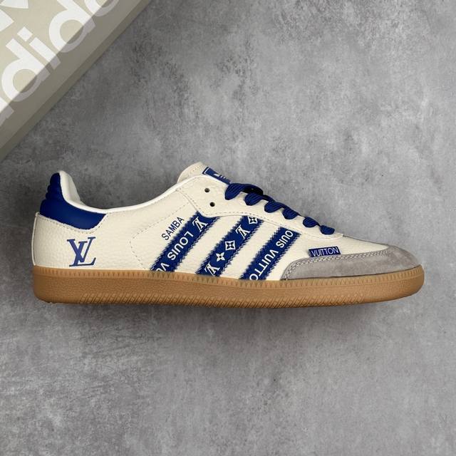 本地 核心私 Adidas Originals Samba Og X Lv 联名 低帮休闲运动板鞋 采用全新头层拼接皮革材质 后跟采用特色3D立体印字 渠道正品