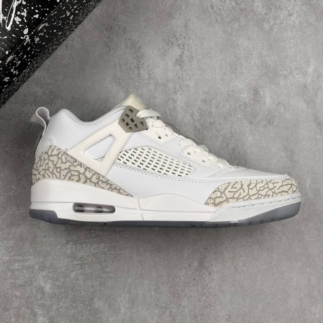 本地 核心私 Air Jordan 3.5 Spizike Low 低帮 白水泥 乔丹3.5代 白灰斯派克李 乔丹篮球鞋系列 鞋身整体以白色皮革打造，加入灰色点
