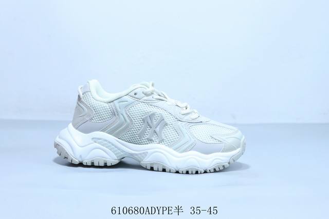 Korea韩国Ss19限定发售Ny美国榄球洋基队限定 X Mlb Big Ball Chunky A Running厚底老爹厚底休闲运动慢跑鞋“网纱白黑Ny印花