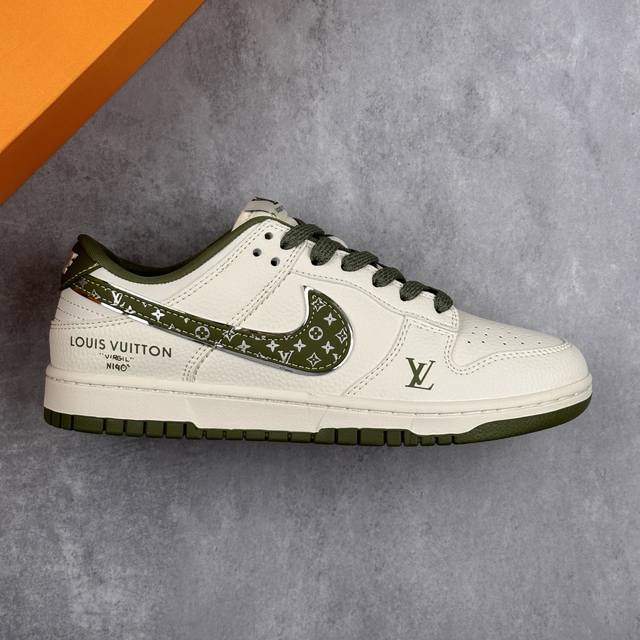 本地 核心私 Nike Sb Dunk Low“Lv联名 米白绿配色” 高端定制 低帮休闲板鞋 定制鞋盒 大厂纯原品质出货 超高清洁度 皮料切割干净无任何毛边
