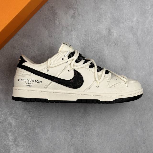特价本地 核心私 公司级 Nike Sb Dunk Low“Lv联名 米白典雅黑” 周年高端定制 低帮休闲板鞋 定制鞋盒 大厂纯原品质出货 超高清洁度 皮料切割