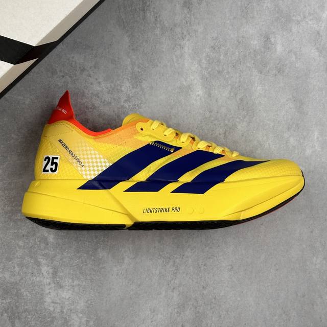 本地 核心私 公司级Adidas Adizero Adios Pro 4 M马拉松飞线贾卡轻质透气休闲运动跑步鞋 采用双层透气网纱 Flywire动态飞线绑缚鞋