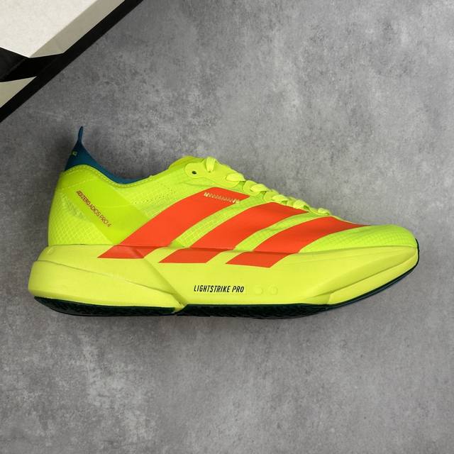 本地 核心私 公司级全掌碳板Adidas Adizero Adios Pro 4 M马拉松飞线贾卡轻质透气休闲运动跑步鞋 采用双层透气网纱 Flywire动态飞