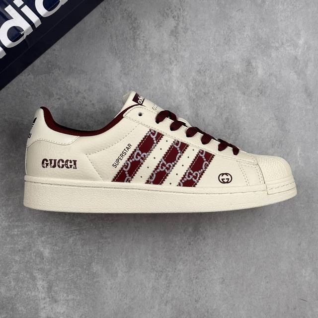 本地 核心私 Gucci X Adidas Original Gazelle Indoor 古驰古奇 X 阿迪达斯 低帮 联名米白红 贝壳头防滑耐磨轻便板鞋 鞋