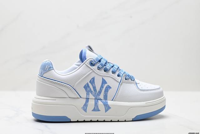 真标Mlb 纽约洋基队 Chunky Liner Embo Monogram 印刻老花 时尚舒适 休闲运动 防滑耐磨增高 低帮 板鞋 货号:3Asxe025N