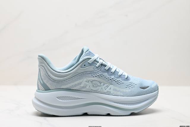 公司级Hoka One One Bondi 9 复古舒适防滑耐磨 低帮 山地户外跑步鞋 货号:1162012 尺码:36 36.5 37.5 38 38.5 3