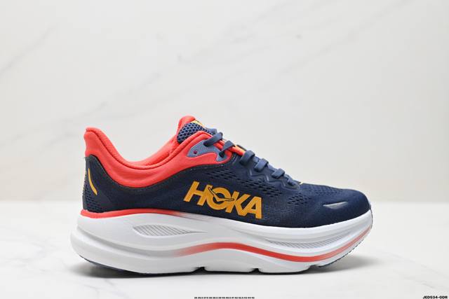 公司级Hoka One One Bondi 9 复古舒适防滑耐磨 低帮 山地户外跑步鞋 货号:1162012 尺码:36 36.5 37.5 38 38.5 3