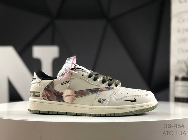 公司级带半码 耐克 Aj1倒勾Travis Scott X Air Jordan 1 ” Reverse Mocha “ Aj1乔1 Ts 闪电 联名倒钩 低帮