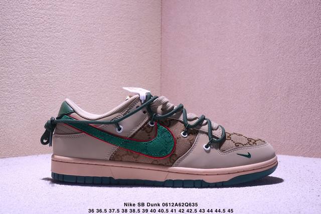 海外爆款限量发售！公司级 Nike Sb Dunk Low“Gucci联名-绑带绿勾勾” 周年高端定制 低帮休闲板鞋 定制鞋盒 大厂纯原品质出货 超高清洁度 皮
