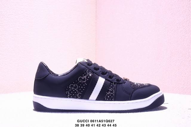 Gucci古驰 Screener 皮革 圆头系带 低帮 板鞋 Xm0611Q627