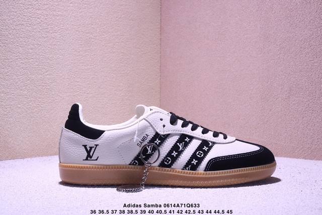 公司级Adidas Originals Samba Og ‘Diy’桑巴舞系列Lv联名 夏季时尚百搭低帮休闲运动休闲鞋 黑白老花Logo搭配，夏季清凉搭配 舒适