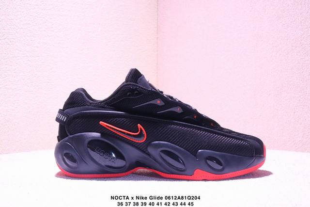 耐克Nocta X Nike Glide 织物潮流百搭 复古低帮篮球鞋 实拍首发 采用黑色网眼鞋面 搭配以碳纤维为灵感的挡泥板和与中底相配的Swoosh 标志