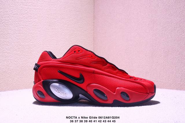 耐克Nocta X Nike Glide 织物潮流百搭 复古低帮篮球鞋 实拍首发 采用黑色网眼鞋面 搭配以碳纤维为灵感的挡泥板和与中底相配的Swoosh 标志