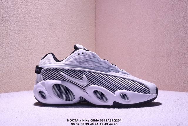 耐克Nocta X Nike Glide 织物潮流百搭 复古低帮篮球鞋 实拍首发 采用黑色网眼鞋面 搭配以碳纤维为灵感的挡泥板和与中底相配的Swoosh 标志