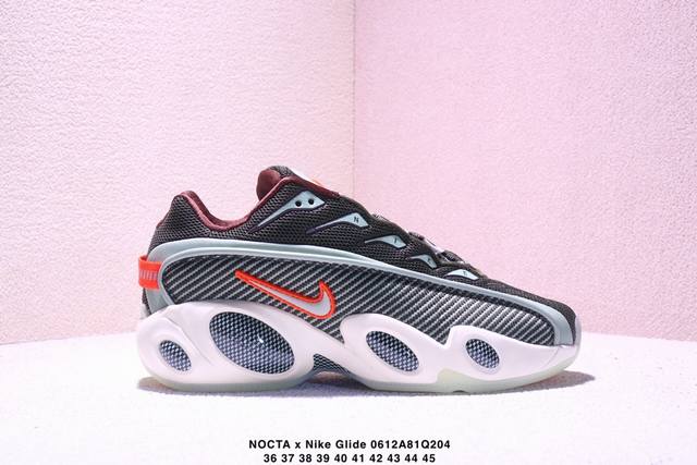 耐克Nocta X Nike Glide 织物潮流百搭 复古低帮篮球鞋 实拍首发 采用黑色网眼鞋面 搭配以碳纤维为灵感的挡泥板和与中底相配的Swoosh 标志