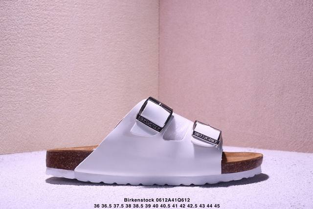 Birkenstock 勃肯半拖系列克罗心双扣金属扣设计，双杠绑带夏季凉鞋 头层皮材质#采用质地柔软牛皮绒面革植入羊羔毛鞋垫和里衬材质 #中底搭载缓震软木橡胶