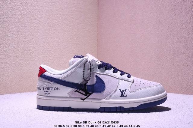 海外爆款限量发售！公司级 Nike Sb Dunk Low“Lv联名 翻毛藏蓝” 周年高端定制 低帮休闲板鞋 定制鞋盒 大厂纯原品质出货 超高清洁度 皮料切割干