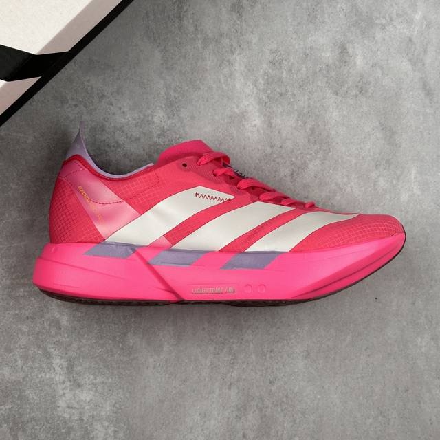 本地 核心私 公司级Adidas Adizero Adios Pro 4 M马拉松飞线贾卡轻质透气休闲运动跑步鞋 采用双层透气网纱 Flywire动态飞线绑缚鞋
