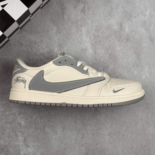 本地 核心私 Travis Scott X Nike Air Jordan 1 Low X Stussy Air Jordan 1 Low 反转白灰小勾倒钩 低