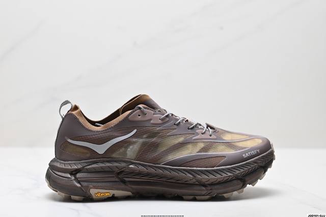 公司级Satisfy X Hoka Running Mafate Trail 全新配色 网面透气 运动鞋 此球鞋继承了Hoka的经典越野鞋型Mafate Spe
