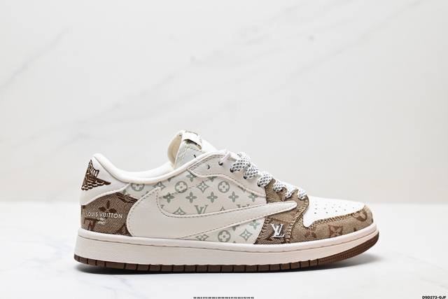 福利 公司级Nike Air Jordan 1 X Travis Scott Aj1倒勾 乔一倒钩 ‘Diy’定制 耐克 低帮文化篮球鞋 完美品质出货 细节如图