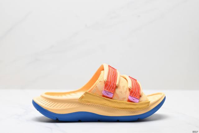 公司级Hoka One One Ora Luxe 休闲透气舒缓 橡胶底防滑一字拖鞋 轻量透气：采用轻量透气材料，即使在炎热的夏日也能保持清爽 缓震技术：鞋底的缓