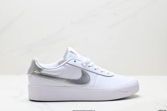 公司级Nike耐克Court Shot男子运动鞋春季透气轻便运动板鞋 经典网眼 橡胶鞋底 皮面的材质 包裹感很强 但鞋底偏硬 适合日常通勤穿搭 该鞋型延续了传统