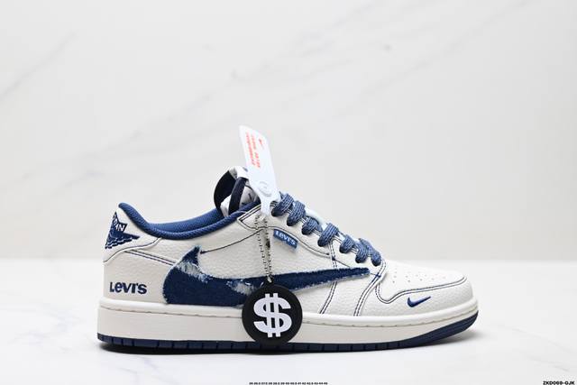 公司级Nike Air Jordan 1 X Travis Scott Aj1倒勾 乔一倒钩 ‘Diy’定制 耐克 低帮文化篮球鞋 完美品质出货 细节如图所示