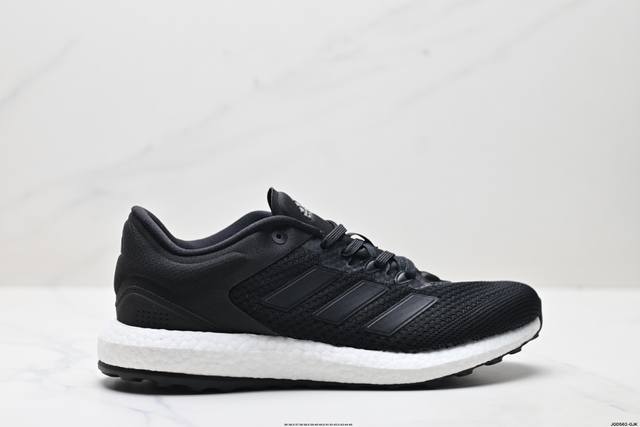 公司级阿迪达斯Adidas Pureboost Select爆米花缓震中底跑步鞋 鞋面以织编材质为基底 后及跟脚趾处融全入新设计 通过格网印刷支将撑材料于附鞋面