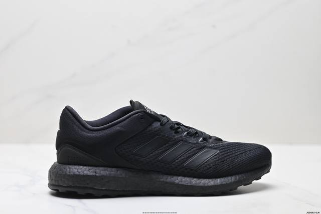 公司级阿迪达斯Adidas Pureboost Select爆米花缓震中底跑步鞋 鞋面以织编材质为基底 后及跟脚趾处融全入新设计 通过格网印刷支将撑材料于附鞋面