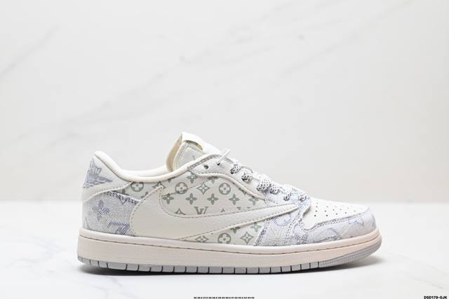 福利 公司级Nike Air Jordan 1 X Travis Scott Aj1倒勾 乔一倒钩 ‘Diy’定制 耐克 低帮文化篮球鞋 完美品质出货 细节如图