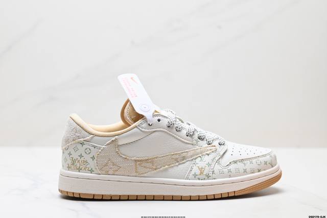 福利 公司级Nike Air Jordan 1 X Travis Scott Aj1倒勾 乔一倒钩 ‘Diy’定制 耐克 低帮文化篮球鞋 完美品质出货 细节如图