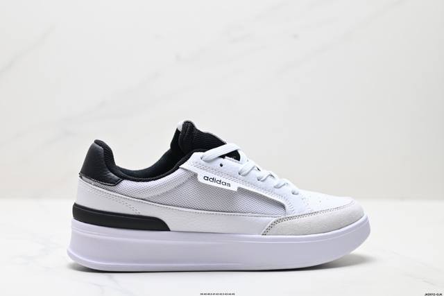公司级Adidas 阿迪达斯板鞋休闲运动潮流百搭男士皮革拼接网布情侣款 Adidas的板鞋通常强调简约与复古，经典的三条纹设计是其标志性元素，适合喜欢低调、不浮
