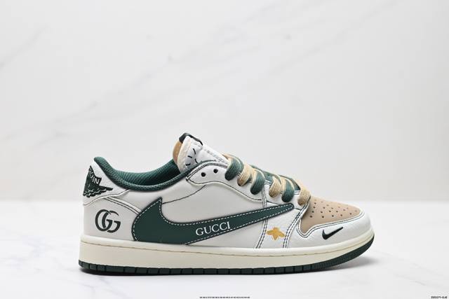 公司级Nike Air Jordan 1 X Travis Scott Aj1倒勾 乔一倒钩 ‘Diy’定制 耐克 低帮文化篮球鞋 完美品质出货 细节如图所示