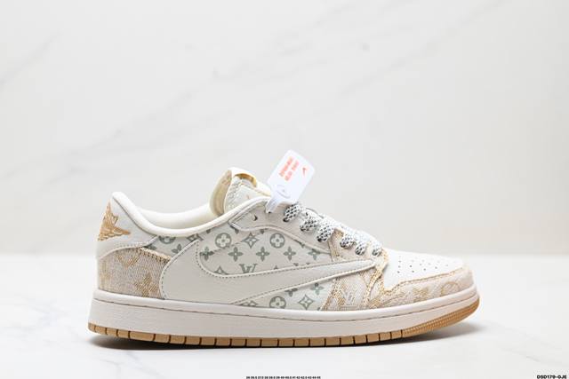 福利 公司级Nike Air Jordan 1 X Travis Scott Aj1倒勾 乔一倒钩 ‘Diy’定制 耐克 低帮文化篮球鞋 完美品质出货 细节如图