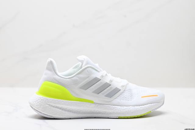 公司级Adidas Pureboost 22 H.Rdy 阿迪达斯 爆米花缓震中底跑步鞋 鞋面以织编材质为基底 后及跟脚趾处融全入新设计 通过格网印刷支将撑材料