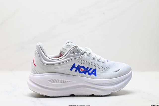 公司级Hoka One One Bondi 9 复古舒适防滑耐磨 低帮 山地户外跑步鞋 货号:1162012 尺码:36 36.5 37.5 38 38.5 3