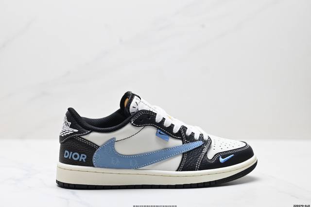 公司级Nike Air Jordan 1 X Travis Scott Aj1倒勾 乔一倒钩 ‘Diy’定制 耐克 低帮文化篮球鞋 完美品质出货 细节如图所示