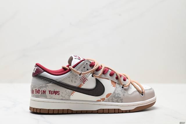 公司级绑绳Off-White解构风定制，耐克Nike Sb Dunk Low”Milk White Pink Smile“扣篮系列低帮休闲运动滑板板鞋 采用软质