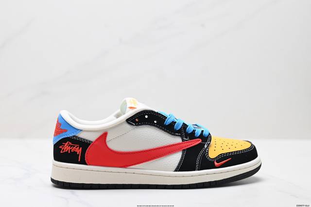 公司级Nike Air Jordan 1 X Travis Scott Aj1倒勾 乔一倒钩 ‘Diy’定制 耐克 低帮文化篮球鞋 完美品质出货 细节如图所示
