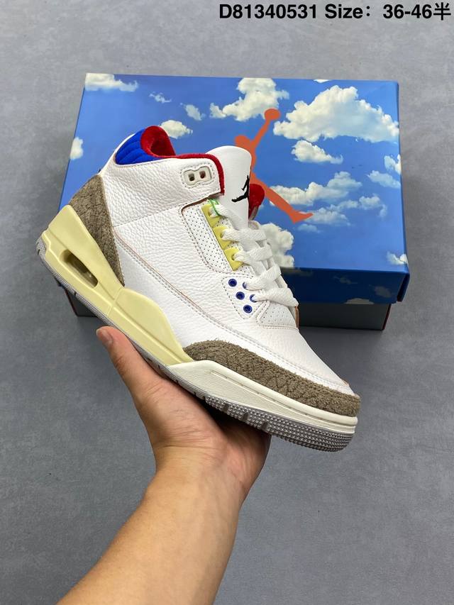 公司级Air Jordan 3 Retro 迈克尔 乔丹Aj3代中帮复古休闲运动文化篮球鞋 货号:Ib1482-100 尺码:36 36.5 37.5 38 3