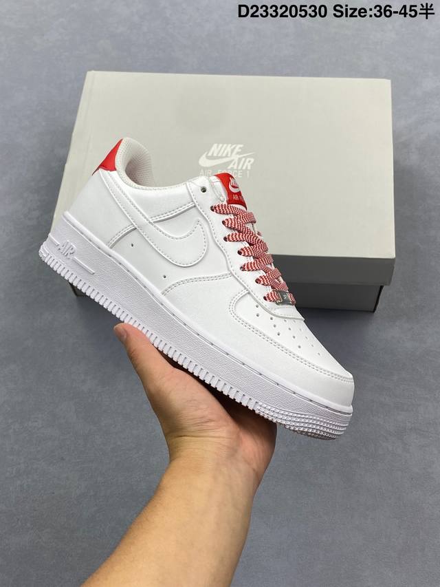 Air Force 1 '07 Low 白红 原楦头原纸板 打造纯正空军版型 #专注外贸渠道 全掌内置蜂窝气垫 #原盒配件 原厂中底钢印、拉帮完美 官方同步上架