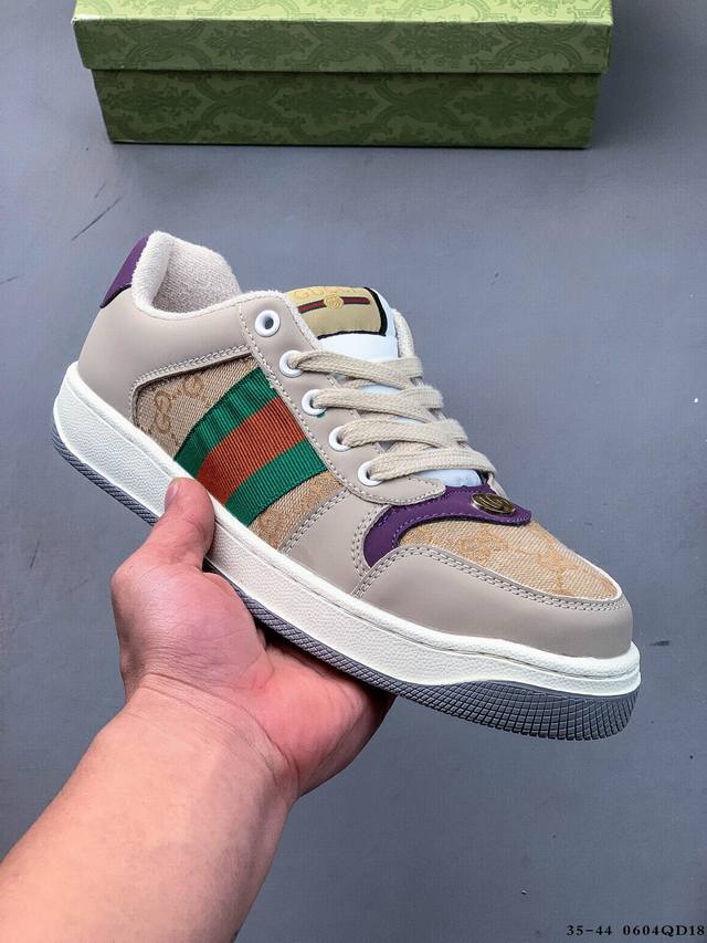 Gucci Distressed Screener Sneaker 古驰小脏鞋系列 官方同步 经典原型复古百搭做旧小脏板鞋复古学院风 怀旧版 0604Qd18