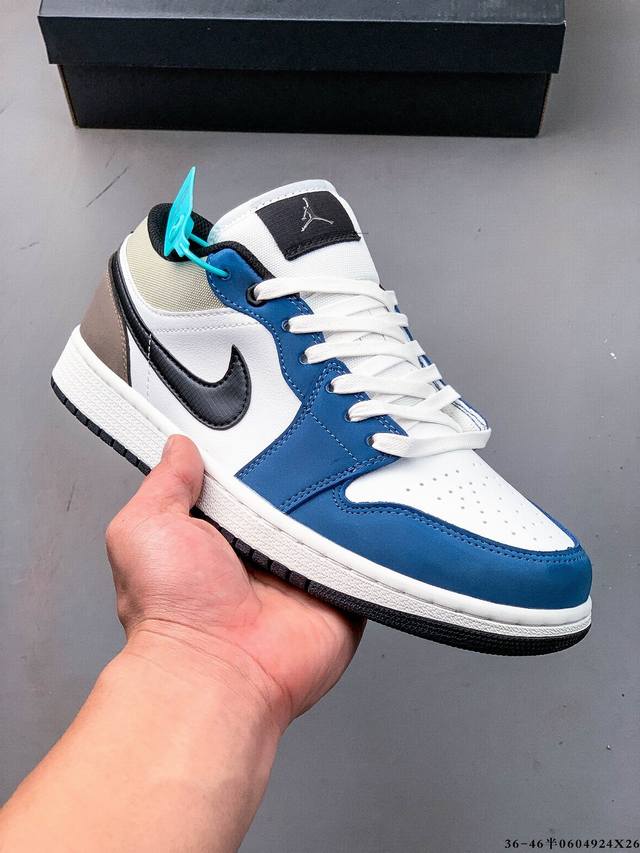 公司级头层！耐克Nike Air Jordan 1 Low Aj1 乔1 低帮潮流运动休闲板鞋。Aj1 低帮拼接 完美版型真头层牛皮# 内置缓震气垫 原鞋开模