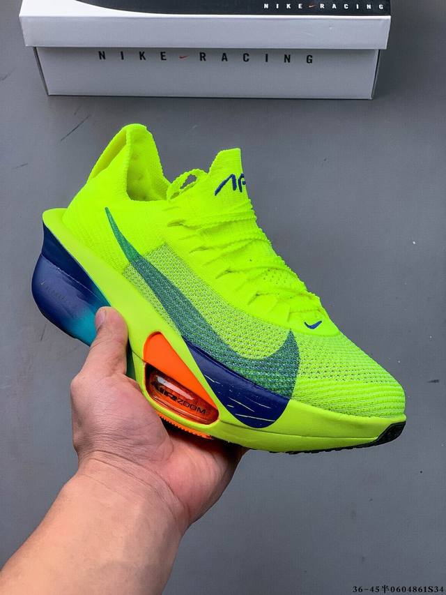 集图 公司级！Nike Air Zoom Alphafly Next% 3 阿尔法 马拉松 3.0减震马拉松跑步鞋 首次通过一体式鞋底 替代了后跟和前足分离的设