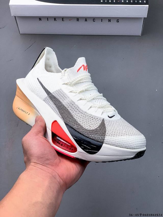 公司级！Nike Air Zoom Alphafly Next% 3 阿尔法 马拉松 3.0减震马拉松跑步鞋 首次通过一体式鞋底 替代了后跟和前足分离的设计 让